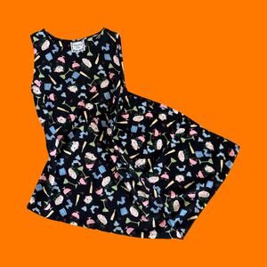 90's vintage novelty cocktail print sleeveless maxi dress SMALL dressing clio